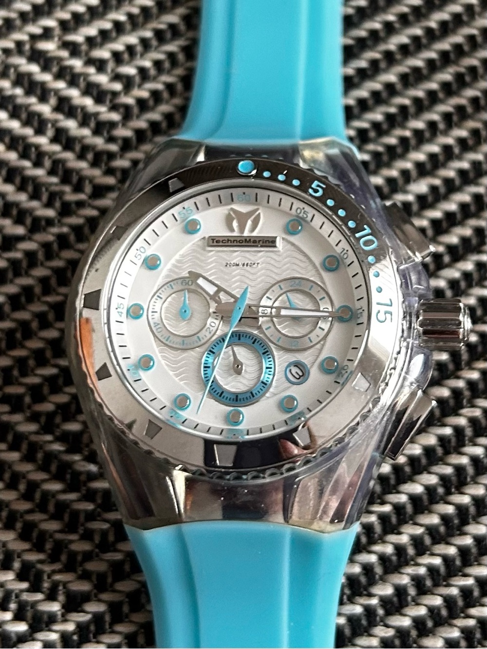 Technomarine Turquoise Silicone Strap Chronograph Watch w/ extra white strap